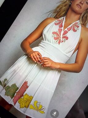 ♥️ Hello Gorgeous! White Halter Sundress Floral Flowy Fun! By POL